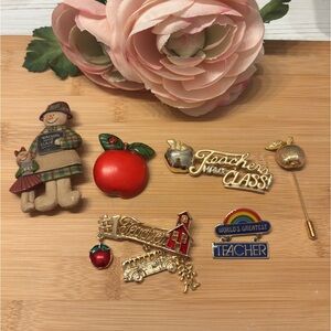 Lovely Vintage Teacher Brooches and Pins (set of 6) plus bonus!